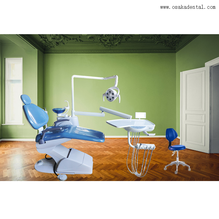 Sillón dental económico para clínica dental Color azul Cuero PU