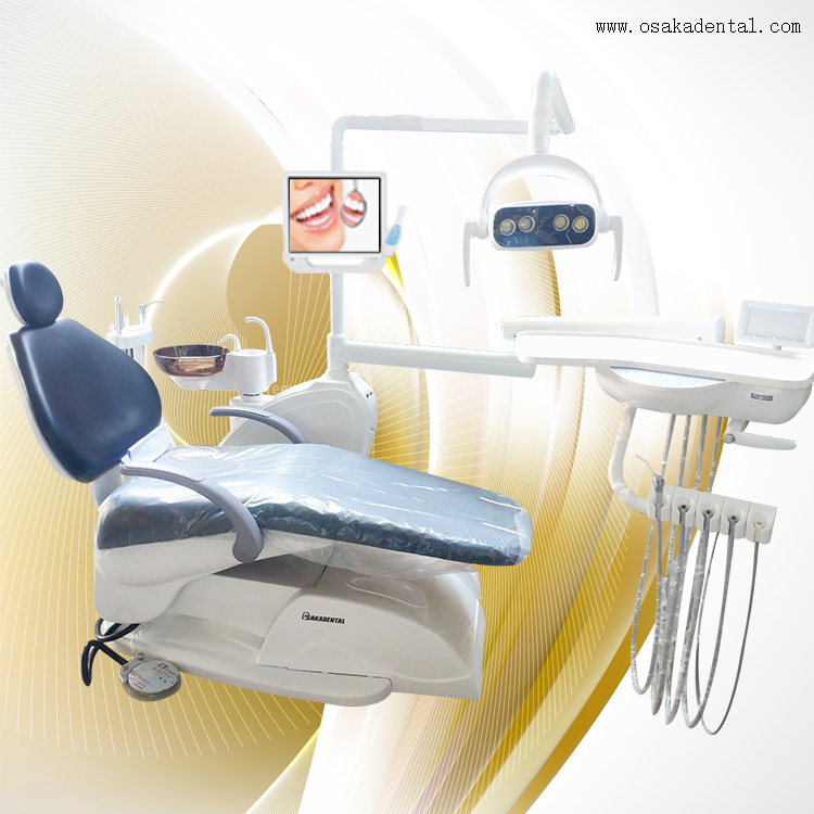 Sillón dental con monitor de 17 pulgadas con cámara oral y cuero PU color negro