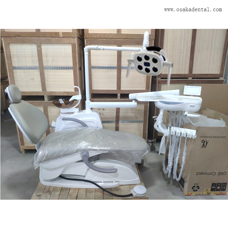 Sillón dental con compresor de aire dental y pieza de mano dental y escalador LED dental y luz de curado dental