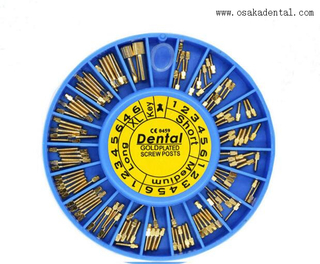 Poste de tornillo chapado en oro para implantes dentales