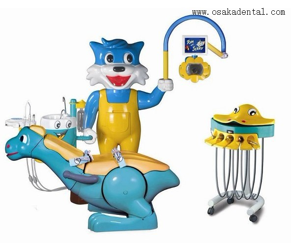 Encantador dibujos animados de silla dental de gato azul para niños silla dental para niños