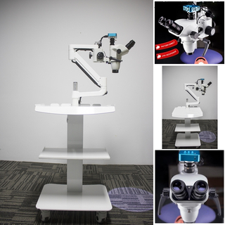 Microscopio endodóntico dental móvil con cámara.